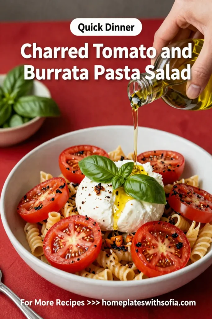 Pasta Salad Recipes: Charred Tomato and Burrata Pasta Salad With Crispy Basil in 20 Minutes