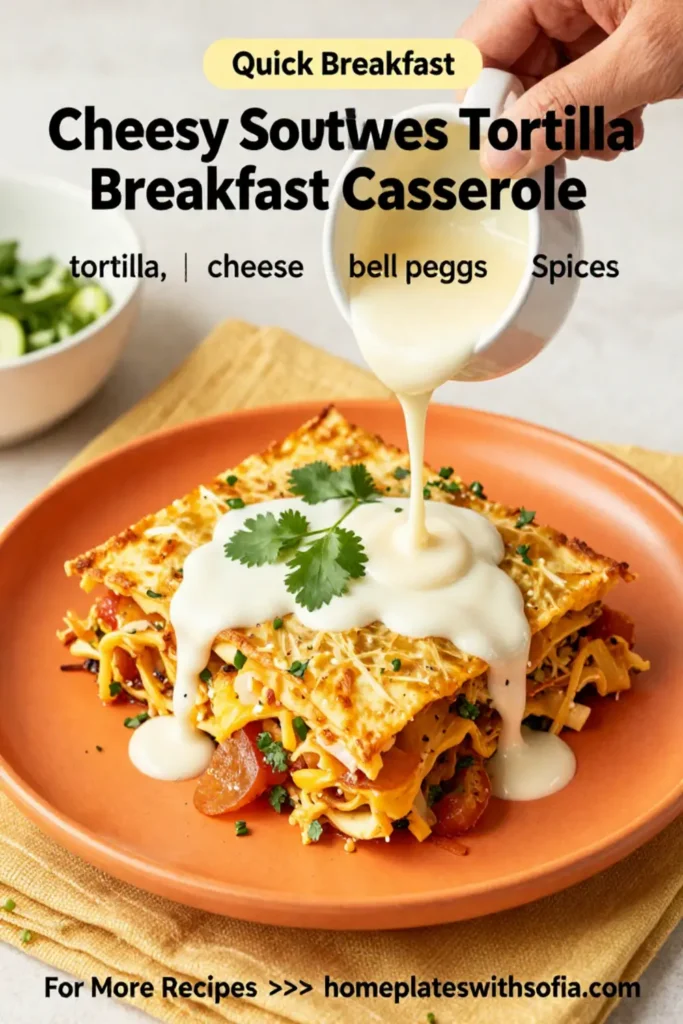 Cheesy Southwest Tortilla Breakfast Casserole