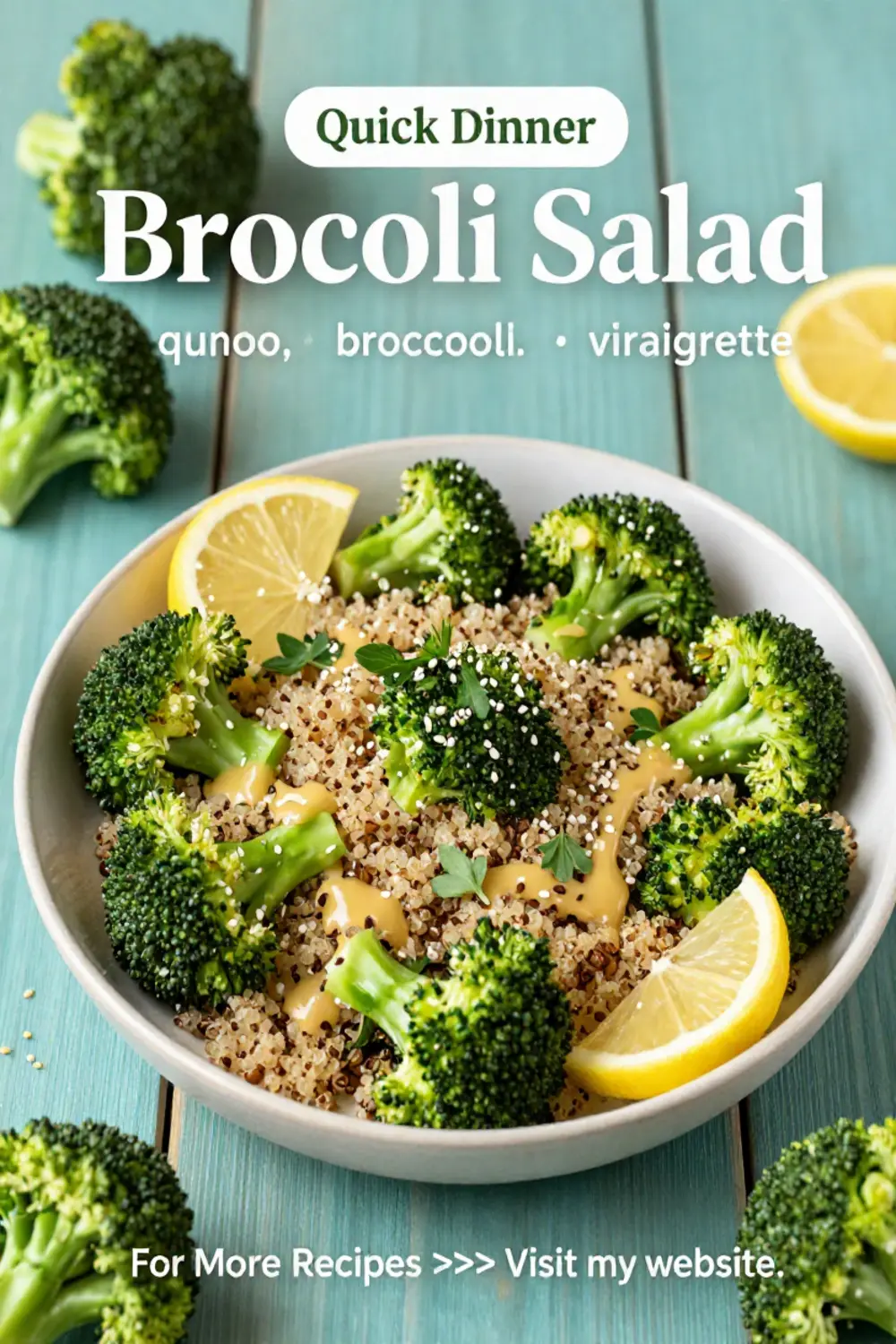 Broccoli Salad: Roasted Broccoli and Quinoa Salad With Lemon Vinaigrette in 20 Minutes