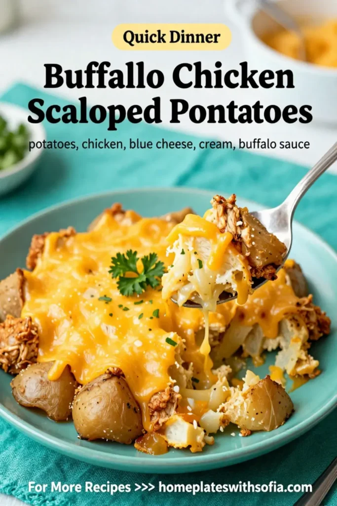 Scalloped Potatoes: Buffalo Chicken Scalloped Potatoes With Blue Cheese in 40 Minutes