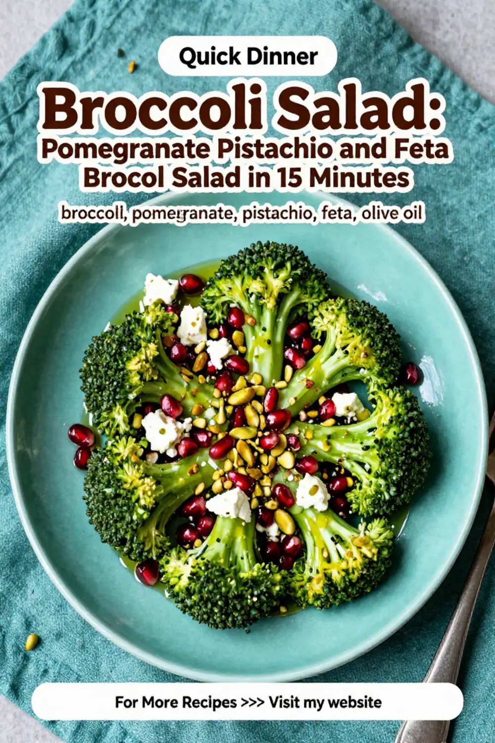 Broccoli Salad: Pomegranate Pistachio and Feta Broccoli Salad in 15 Minutes
