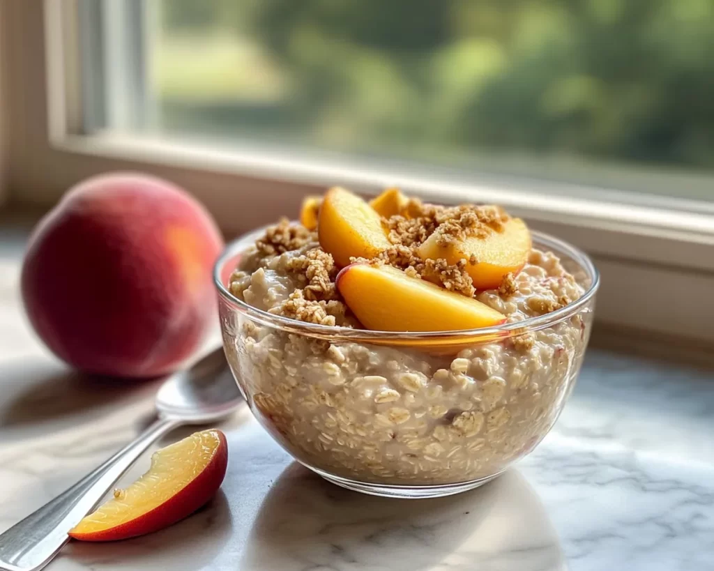 Overnight Oats: Peach Cobbler Overnight Oats With Brown Sugar in 5 Minutes