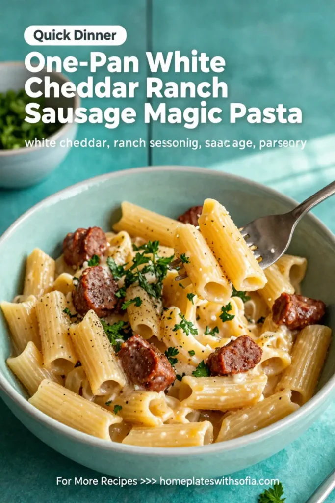One-Pan White Cheddar Ranch Sausage Magic Pasta