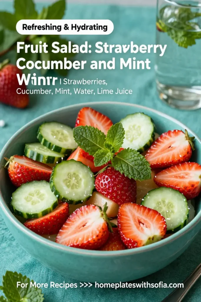 Fruit Salad: Strawberry Cucumber and Mint Spa Water Fruit Salad in 10 Minutes