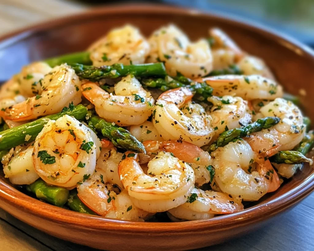 Shrimp Recipes: One Skillet Garlic Butter Shrimp and Asparagus in 15 Minutes