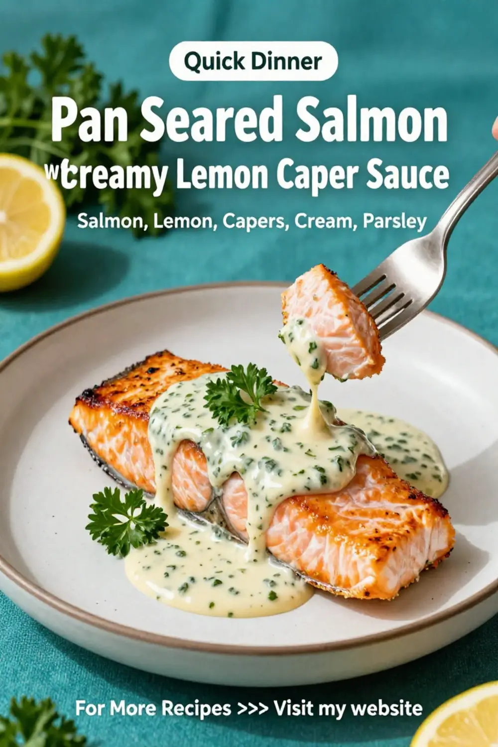 Salmon: Pan Seared Salmon With Creamy Lemon Caper Sauce in 15 Minutes
