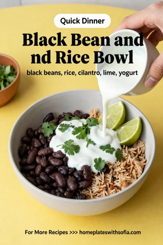 Black Bean and Rice Bowl with Cilantro Lime Yogurt Sauce