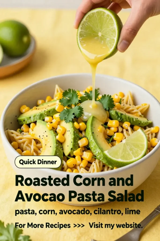 Pasta Salad: Roasted Corn and Avocado Pasta Salad With Cilantro Lime in 20 Minutes