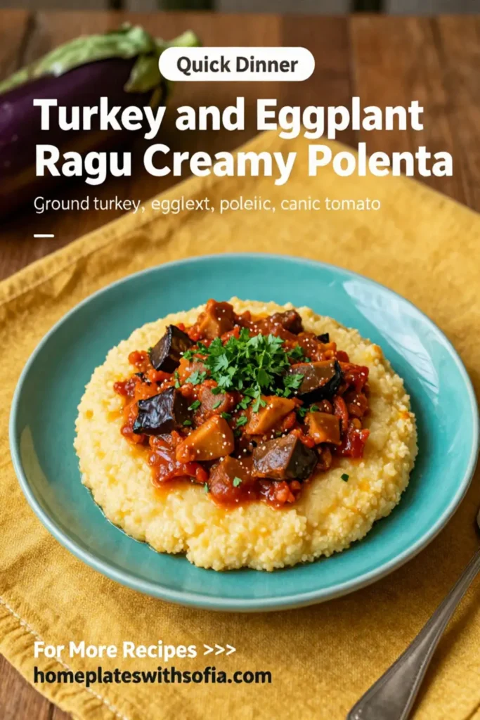 Ground Turkey Recipes: Turkey and Eggplant Ragu Over Creamy Polenta in 30 Minutes