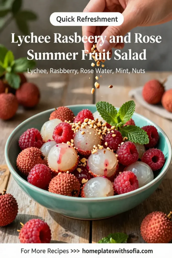 Fruit Salad: Lychee Raspberry and Rose Water Summer Fruit Salad in 10 Minutes