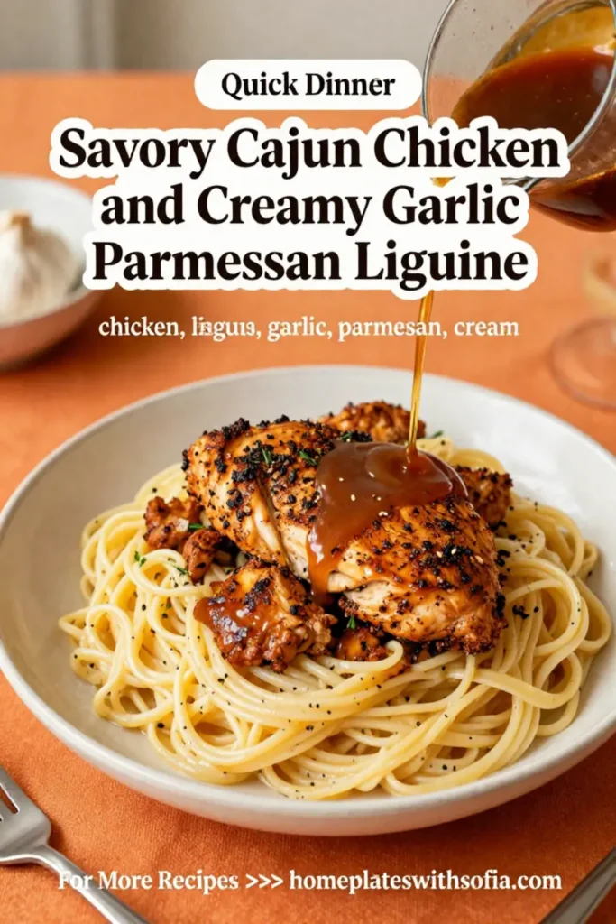 Savory Cajun Chicken and Creamy Garlic Parmesan Linguine