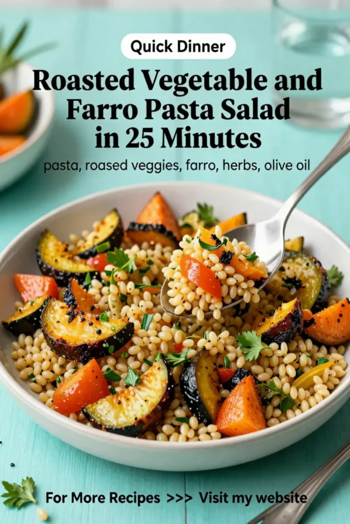 Pasta Salad Recipes: Roasted Vegetable and Farro Pasta Salad in 25 Minutes