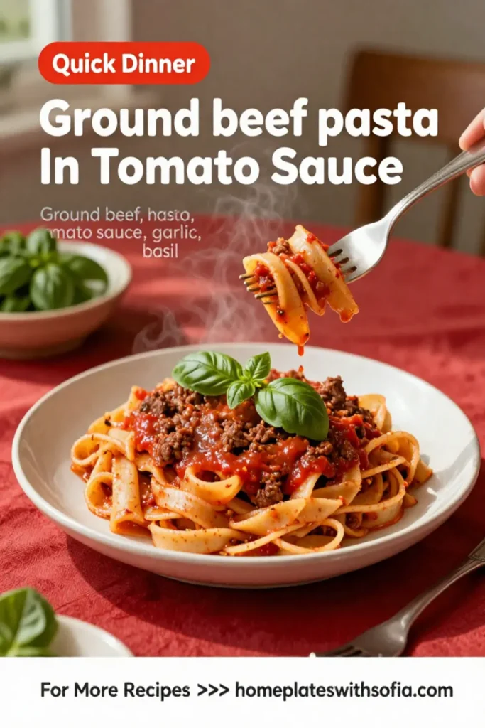 Ground Beef Pasta In Tomato Sauce