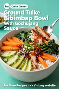 Ground Turkey Recipes: Ground Turkey Bibimbap Bowl With Gochujang Sauce in 20 Minutes