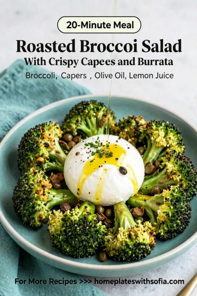 Broccoli Salad: Roasted Broccoli Salad With Crispy Capers and Burrata in 20 Minutes