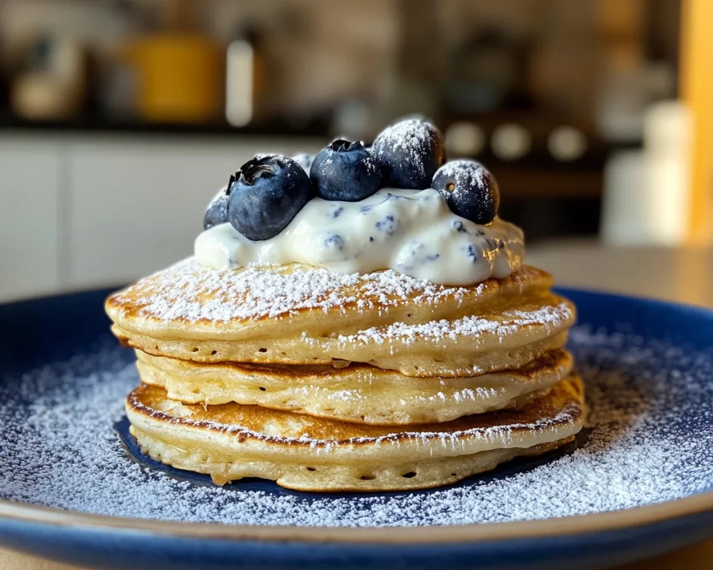 Breakfast: Blueberry Protein Pancakes With Greek Yogurt Topping in 15 Minutes