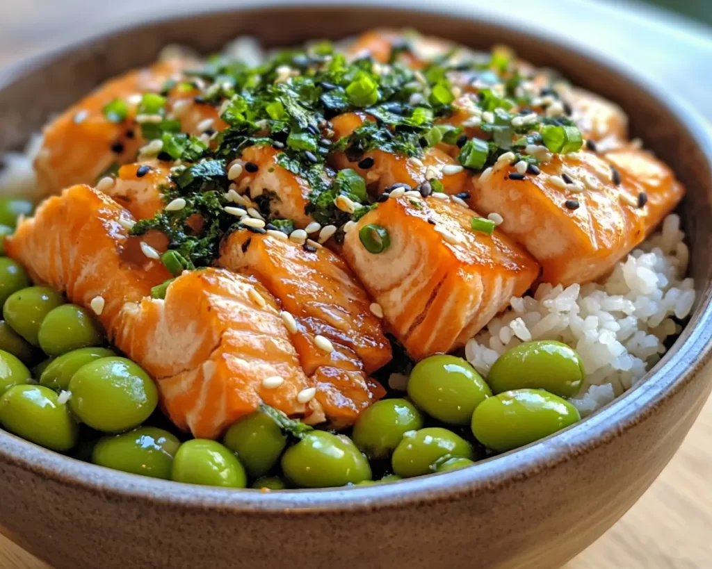 Salmon: Teriyaki Salmon Rice Bowl With Edamame and Sesame in 20 Minutes