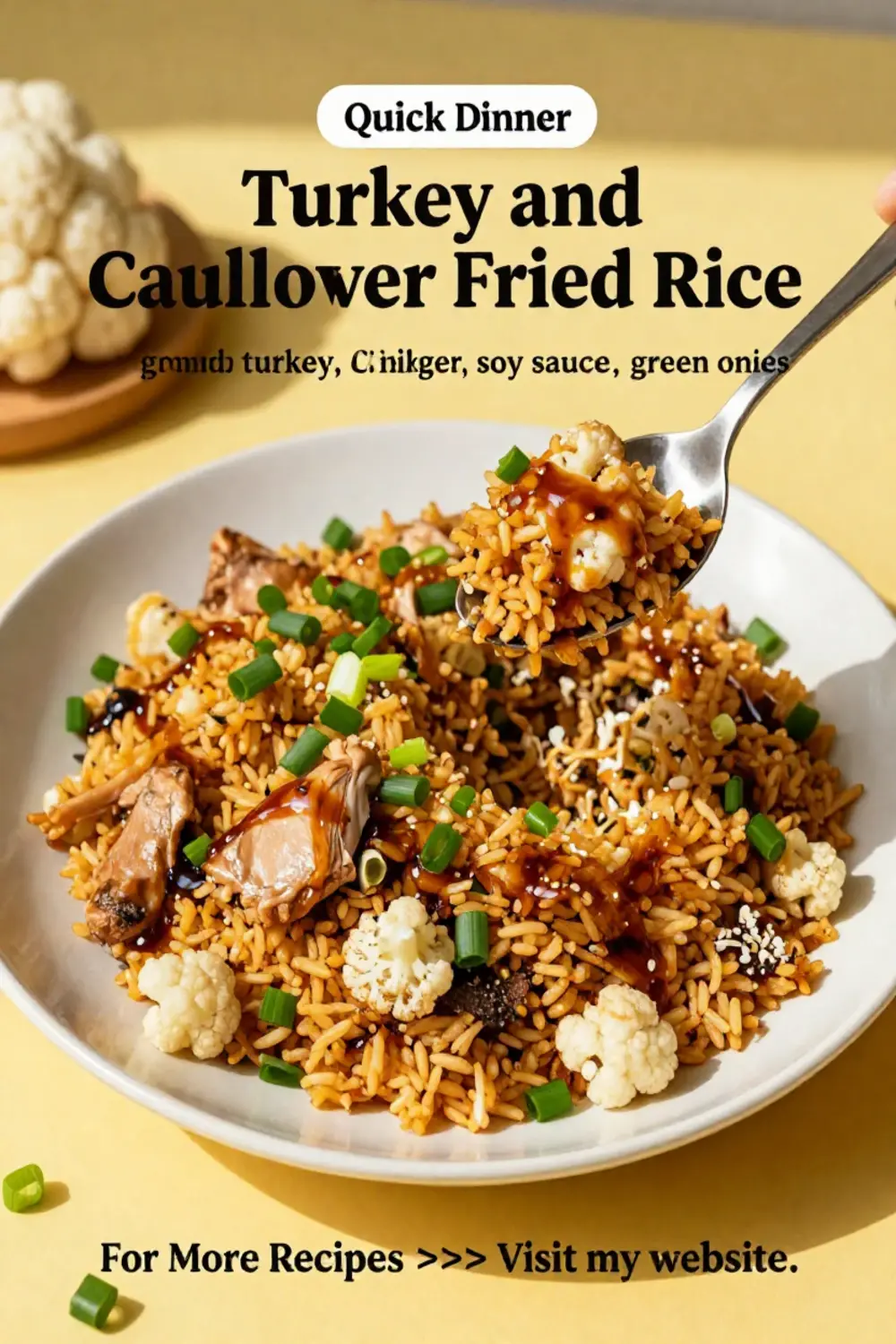 Ground Turkey Recipes: Turkey and Cauliflower Fried Rice With Ginger in 20 Minutes