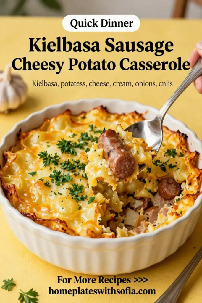 Kielbasa Sausage Cheesy Potato Casserole