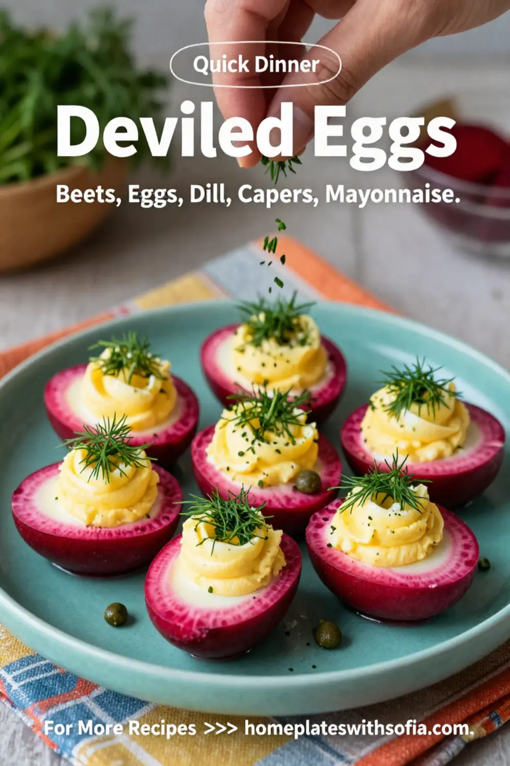 Deviled Eggs: Beet Pickled Deviled Eggs With Dill and Capers in 25 Minutes