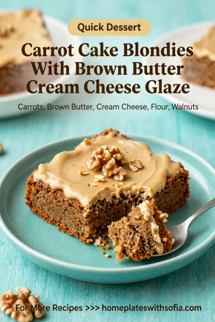 Carrot Cake Recipe: Carrot Cake Blondies With Brown Butter Cream Cheese Glaze in 30 Minutes