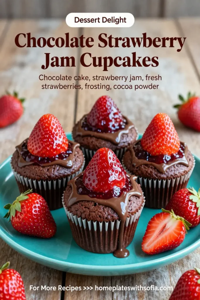 Chocolate Strawberry Jam Cupcakes