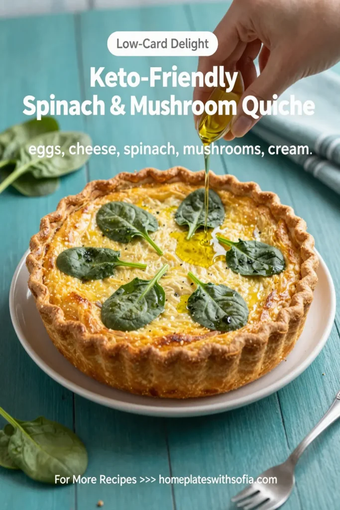 Keto-Friendly Spinach & Mushroom Quiche