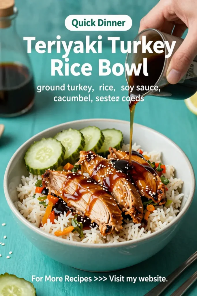 Ground Turkey Recipes: Teriyaki Turkey Rice Bowl With Pickled Cucumber in 20 Minutes