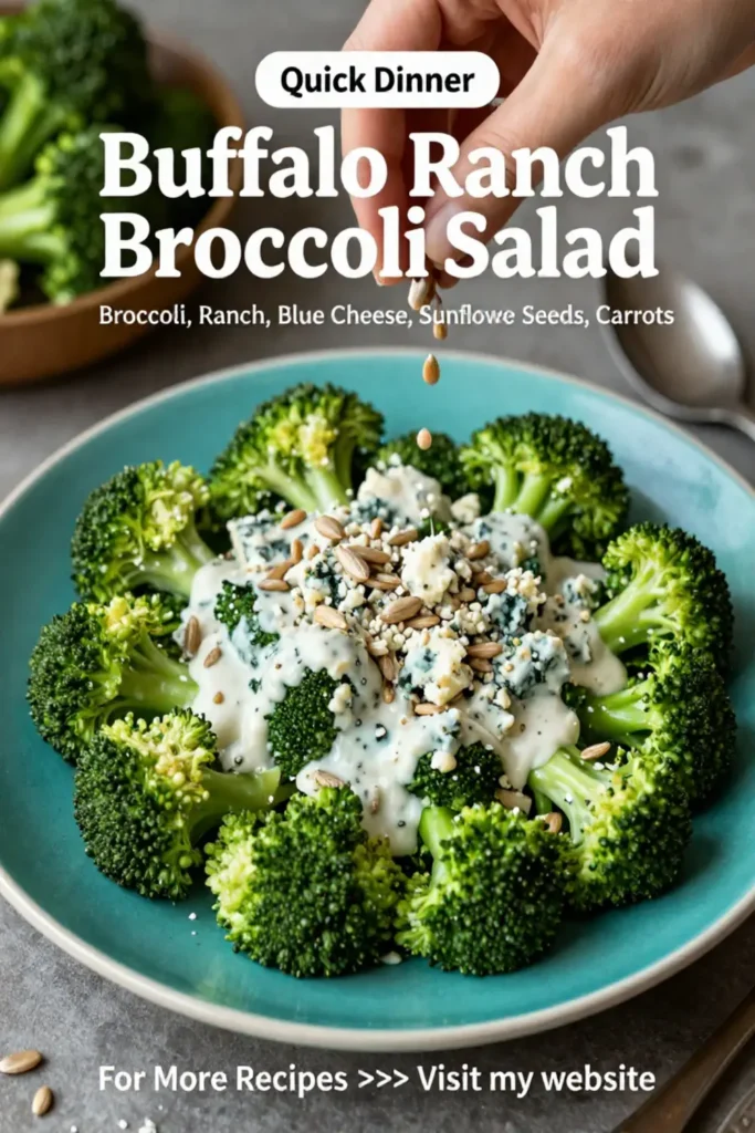 Broccoli Salad: Buffalo Ranch Broccoli Salad With Blue Cheese Crumbles in 15 Minutes