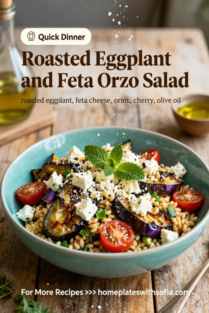 Pasta Salad Recipes: Roasted Eggplant and Feta Orzo Salad With Mint in 25 Minutes