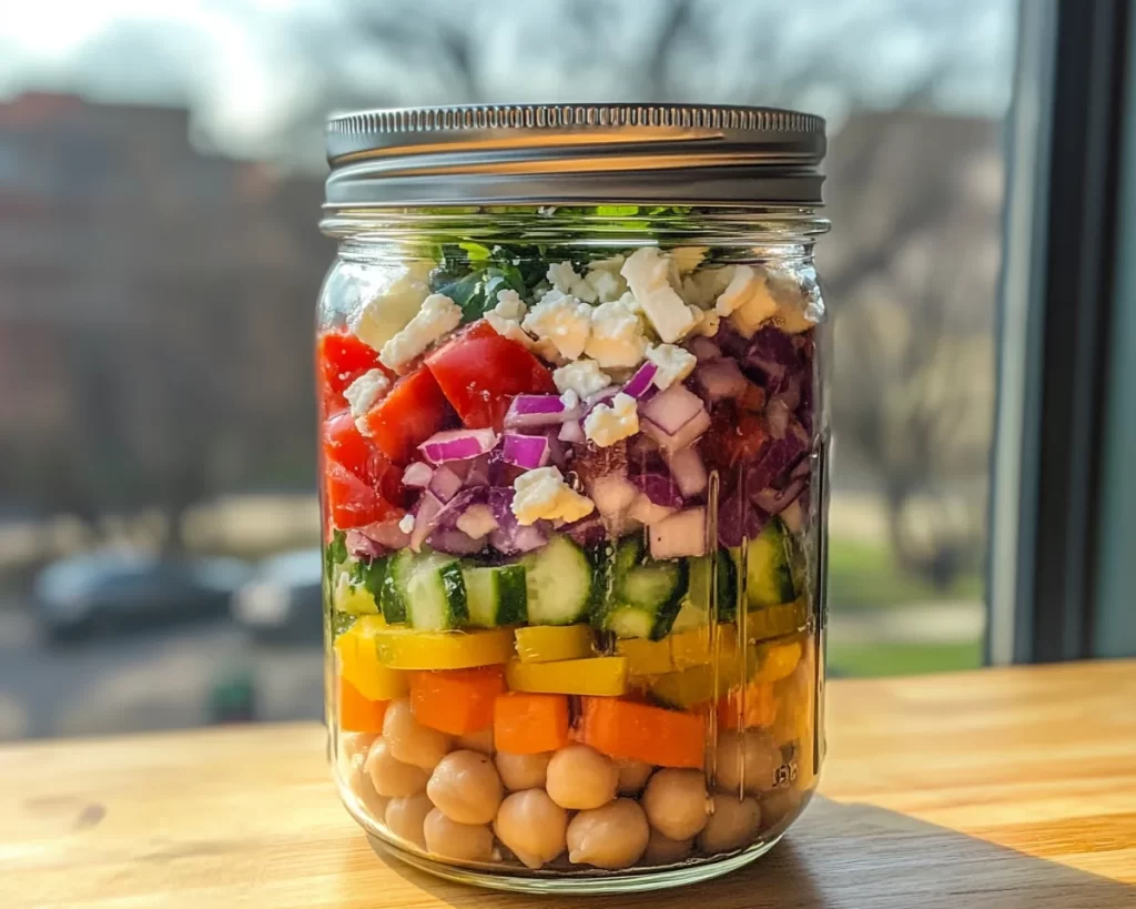 Lunch Ideas: Mason Jar Greek Salad With Chickpeas and Feta in 10 Minutes