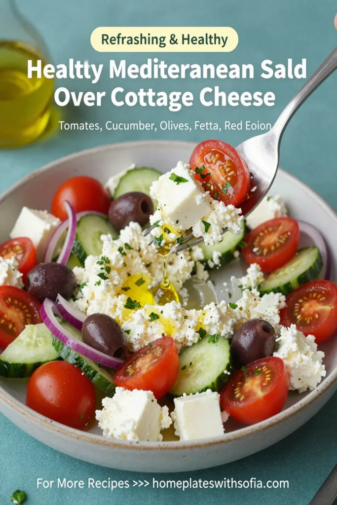 Healthy Mediterranean Salad Over Cottage Cheese