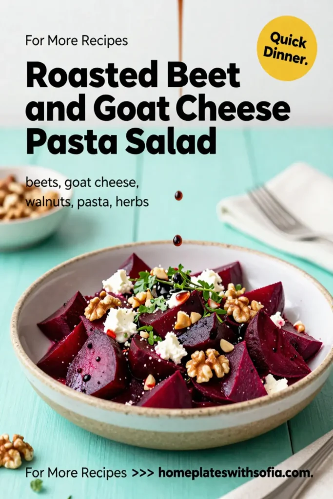 Pasta Salad: Roasted Beet and Goat Cheese Pasta Salad With Walnuts in 20 Minutes