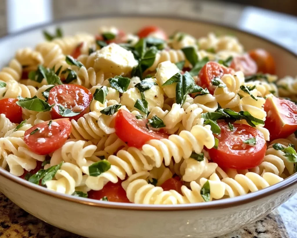 Pasta Salad: Caprese Pasta Salad With Fresh Basil and Mozzarella in 15 Minutes
