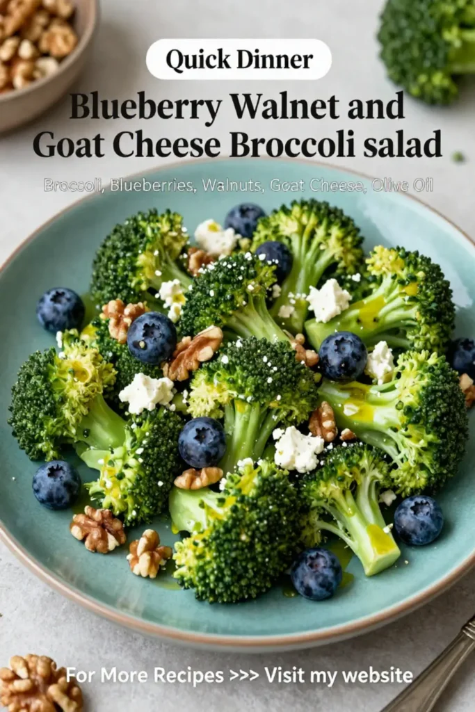 Broccoli Salad: Blueberry Walnut and Goat Cheese Broccoli Salad in 15 Minutes