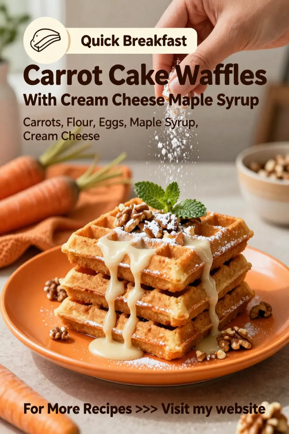 Carrot Cake Recipe: Carrot Cake Waffles With Cream Cheese Maple Syrup in 20 Minutes