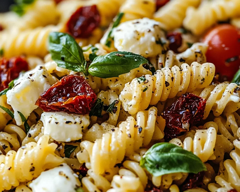 Pasta Salad: Sun Dried Tomato and Mozzarella Pasta Salad in 20 Minutes