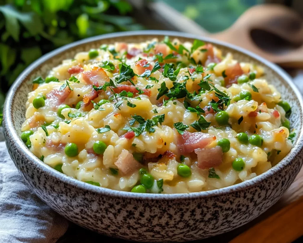 Easter Side Dishes: Creamy Pea and Bacon Spring Risotto in 30 Minutes