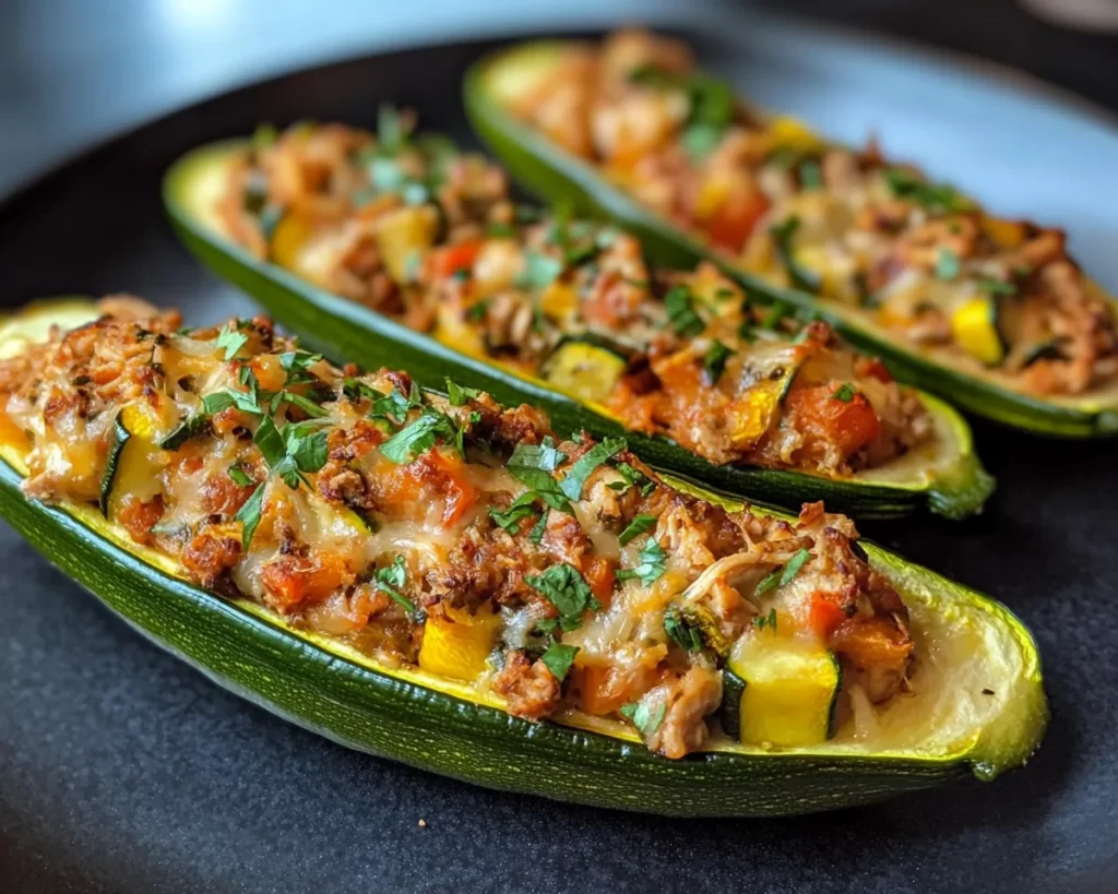 Healthy Dinner Recipes: Turkey and Vegetable Stuffed Zucchini Boats in 25 Minutes