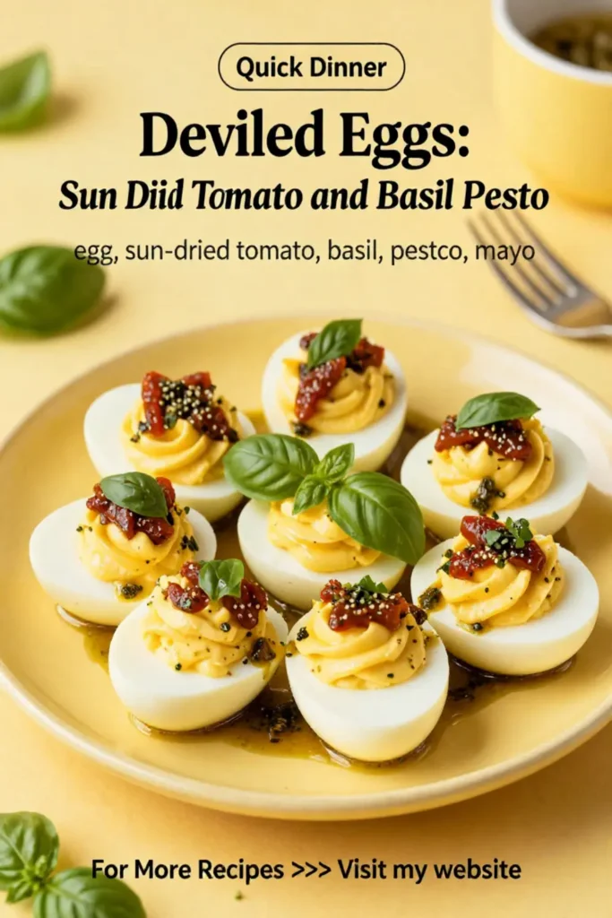 Deviled Eggs: Sun Dried Tomato and Basil Pesto Deviled Eggs in 20 Minutes