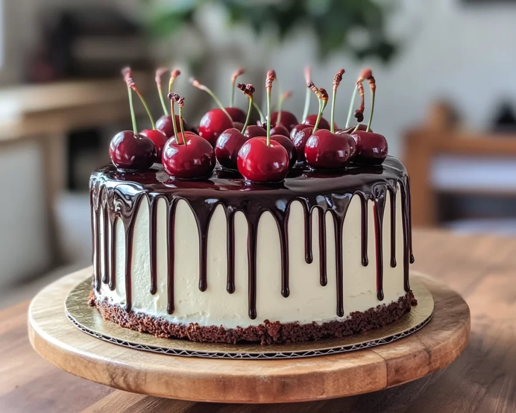 Birthday Cake: Black Forest Drip Birthday Cake With Cherries in 45 Minutes