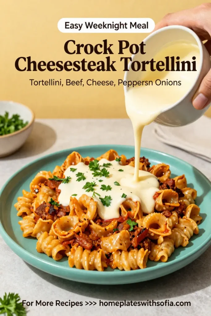 Crock Pot Cheesesteak Tortellini Recipe