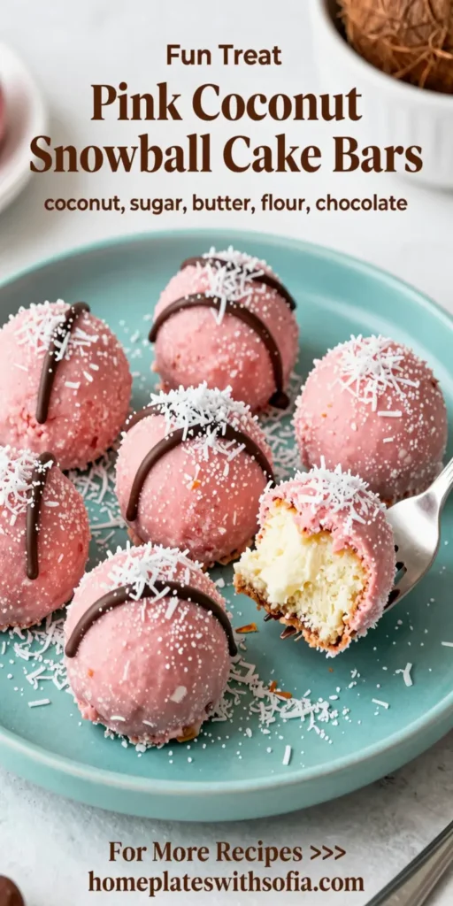 Pink Coconut Snowball Cake Bars