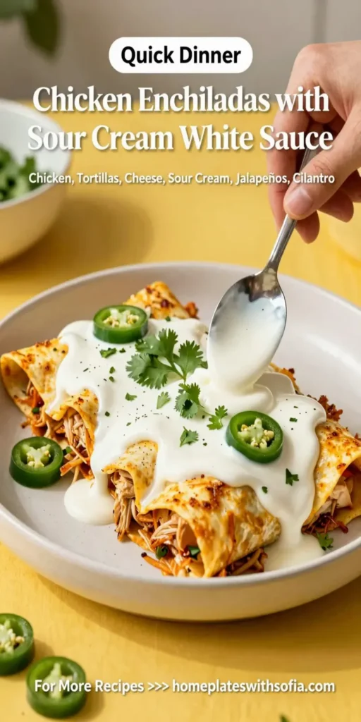 Chicken Enchiladas with Sour Cream White Sauce