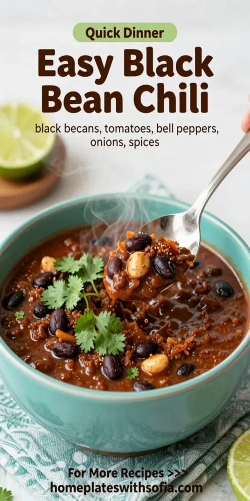 Easy Black Bean Chili – Healthy, Low Fat, and Ready in 30 Minutes
