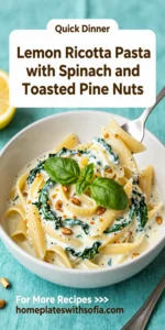 Lemon Ricotta Pasta with Spinach and Toasted Pine Nuts