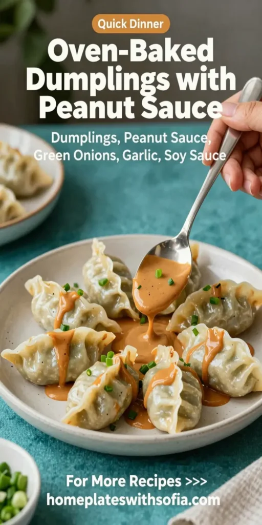 Oven-Baked Dumplings with Peanut Sauce
