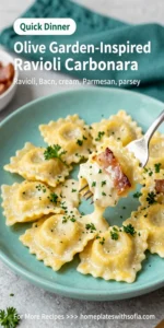 Olive Garden-Inspired Ravioli Carbonara