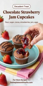 Chocolate Strawberry Jam Cupcakes