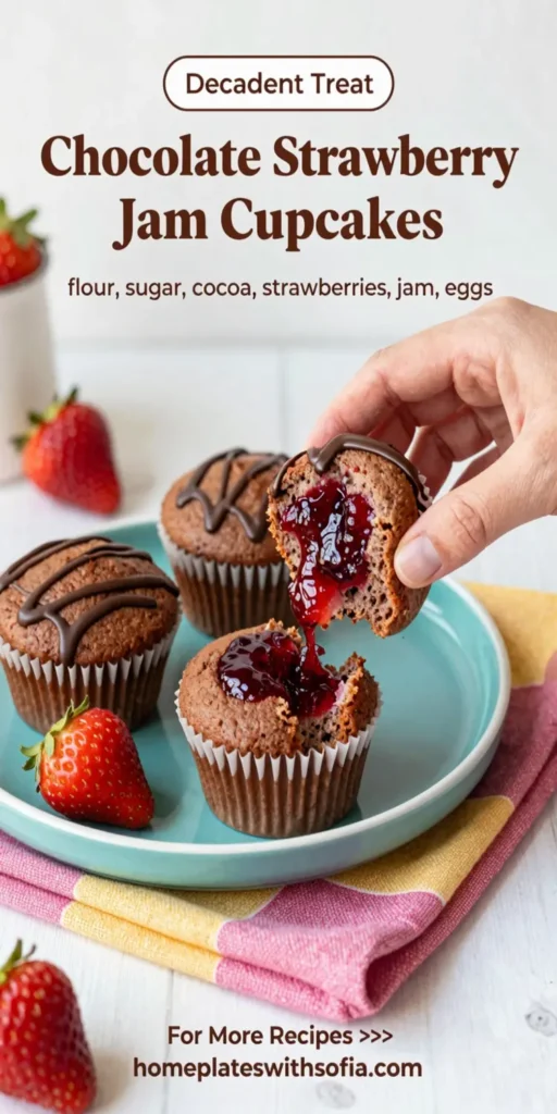 Chocolate Strawberry Jam Cupcakes